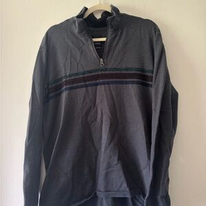 Prana Charcoal Zip-Up Sweater with Stripes